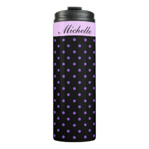 Purple and Black Polka Dot Special Personalised Thermal Tumbler