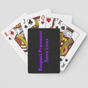 Purple and Black Respect Pronouns Save Lives Playing Cards