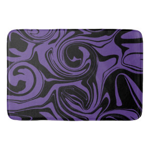 Purple and Black retro marble swirl Bath Mat