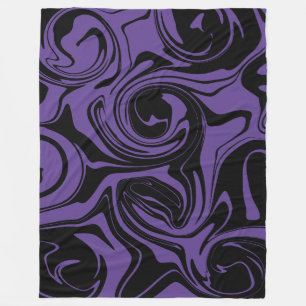Purple and Black retro marble swirl Fleece Blanket