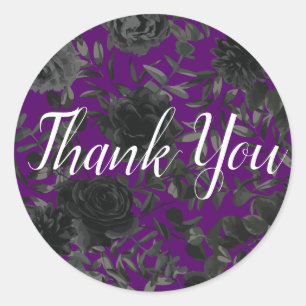 Purple and Black Rose Gothic Favour Sticker Labels