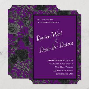 Purple and Black Rose Gothic Wedding Invitations