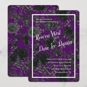 Purple and Black Rose Gothic Wedding Invitations
