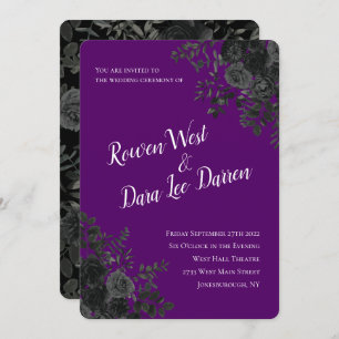 Purple and Black Rose Gothic Wedding Invitations