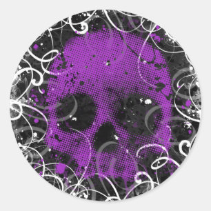 Purple and Black Skull Stickers
