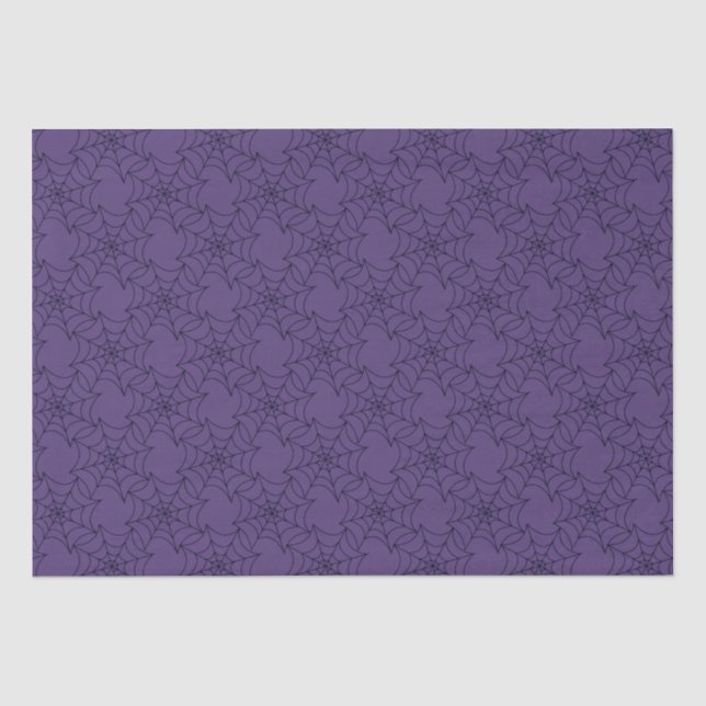 Purple and Black Spiderwebs Pattern Halloween Tissue Paper (Front)
