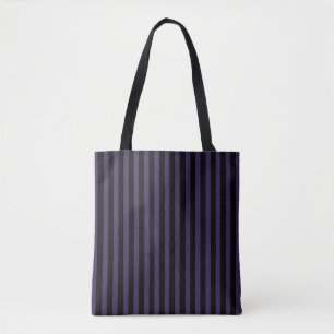 Purple and black stripe gothic tote bag