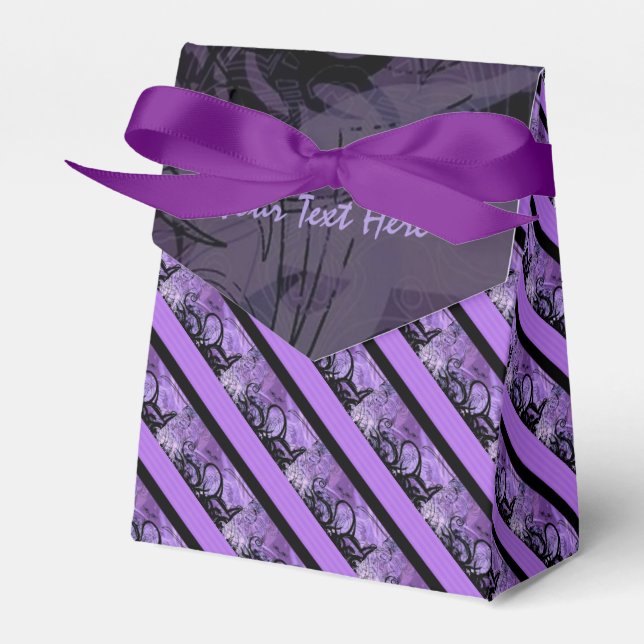 Purple and Black Striped Pattern Favour Box (Front Side)