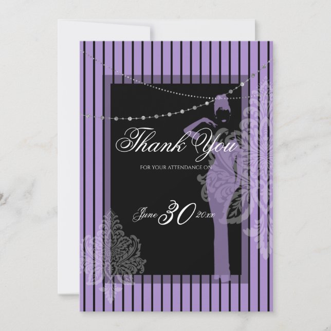 Purple and black stripes Invitation (Front)