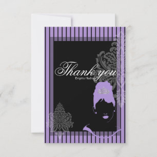 Purple and black stripes Thank You Card