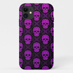 Purple and Black Sugar Skull Pattern Case-Mate iPhone Case