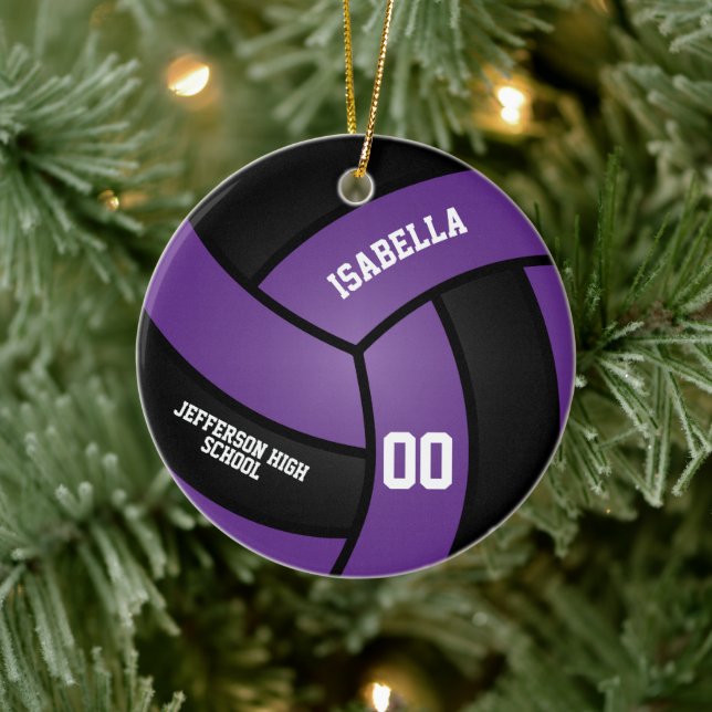 Purple and Black Volleyball Ceramic Tree Decoration (Tree)
