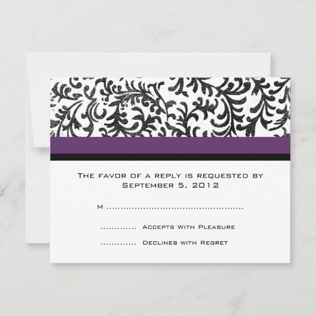 Purple and Black Wedding RSVP Card (Front)