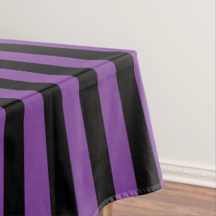 Purple and Black Witch Stripes Halloween Patterned Tablecloth