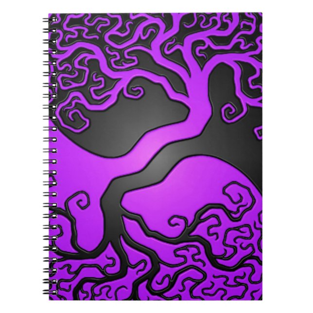 Purple and Black Yin Yang Tree Spiral Notebook (Front)