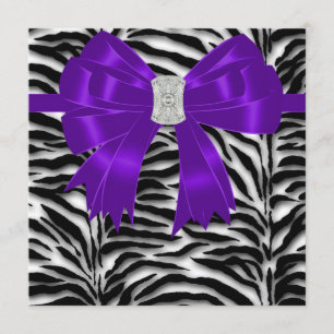 Purple and Black Zebra All Occasion Party Invitation