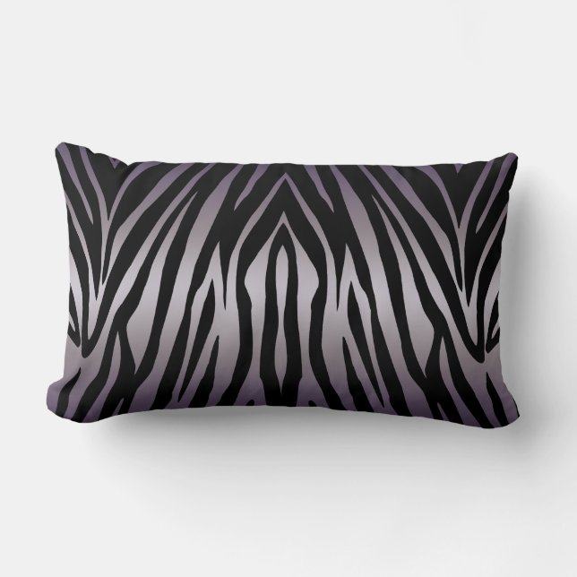 Purple and Black Zebra Striped Throw Pillow (Front)