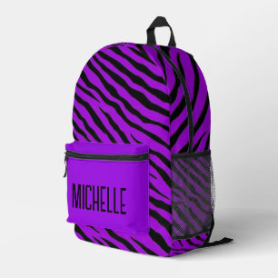 Purple and Black Zebra Stripes Personalised  Printed Backpack