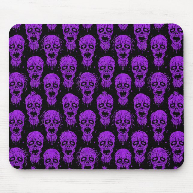 Purple and Black Zombie Apocalypse Pattern Mouse Pad (Front)