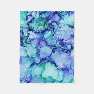 Purple and blue abstract painting fleece blanket