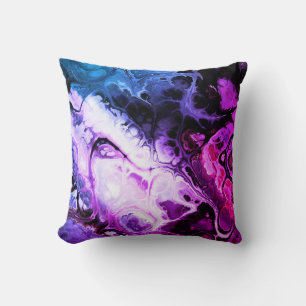 Purple and blue abstract tie dye marble cushion