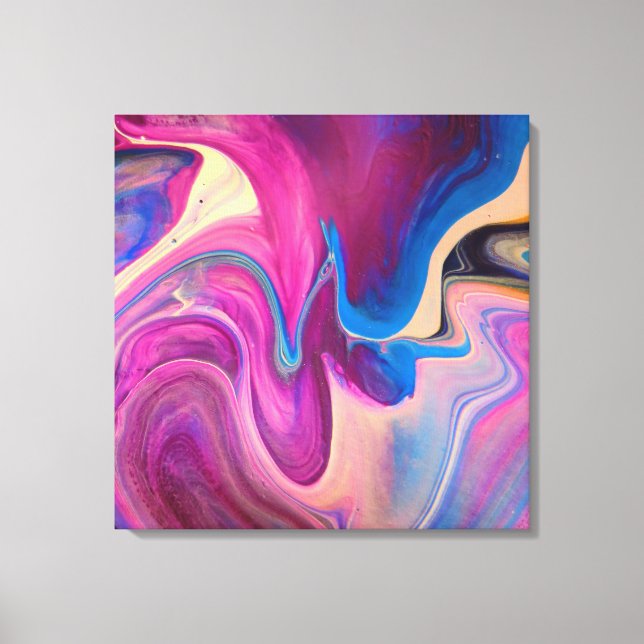 Purple and Blue Acrylic Painting Canvas Print (Front)