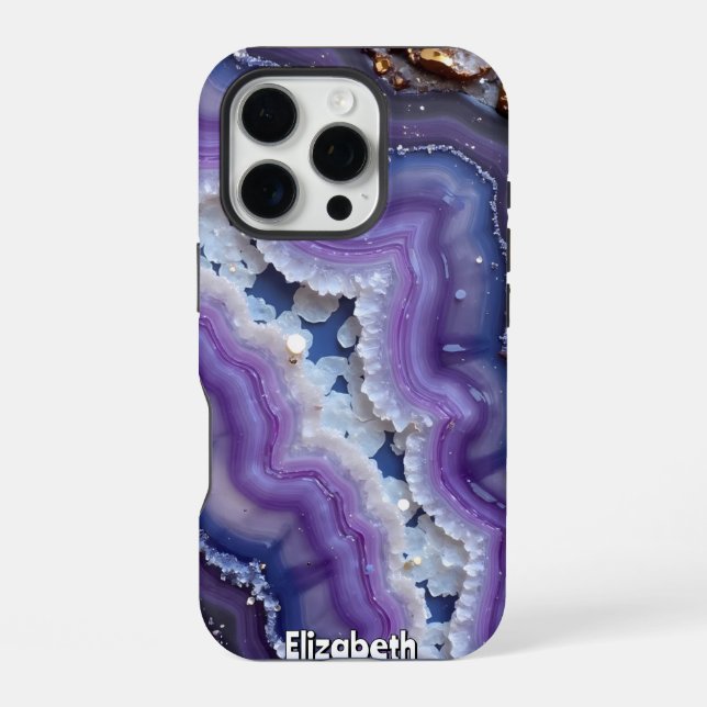 Purple and Blue Agate Slice iPhone Case (Back)