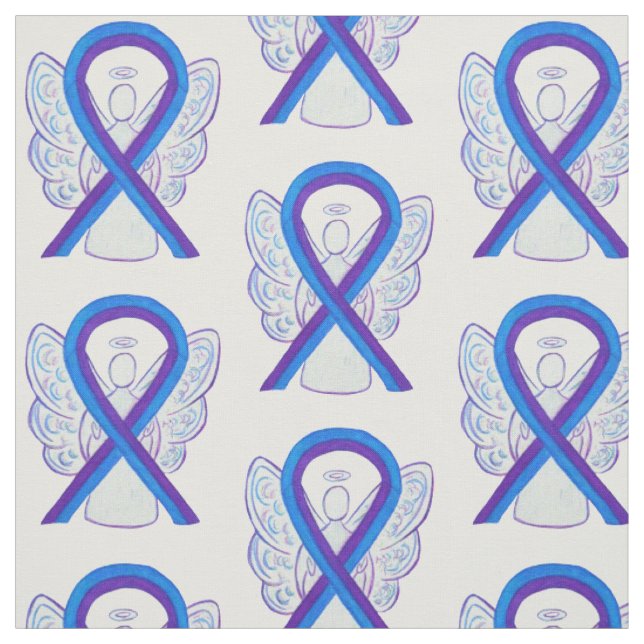 Purple and Blue Awareness Ribbon Custom Material Fabric (Swatch)