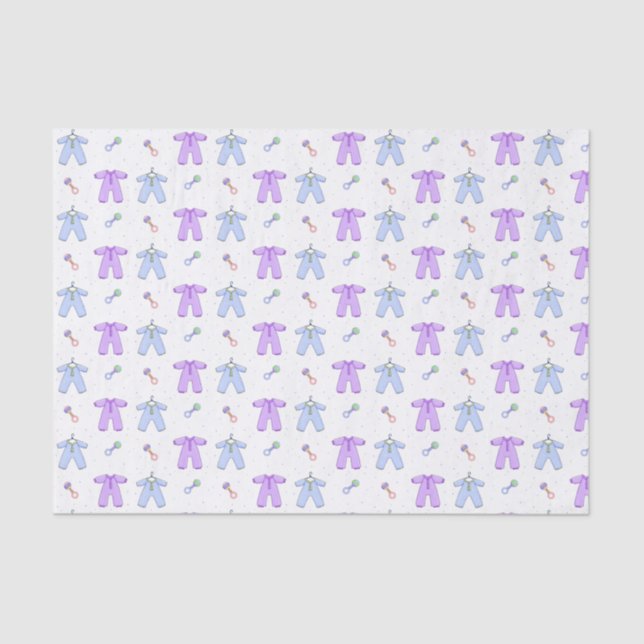 Purple and Blue Baby Clothes Tissue Paper (Front)