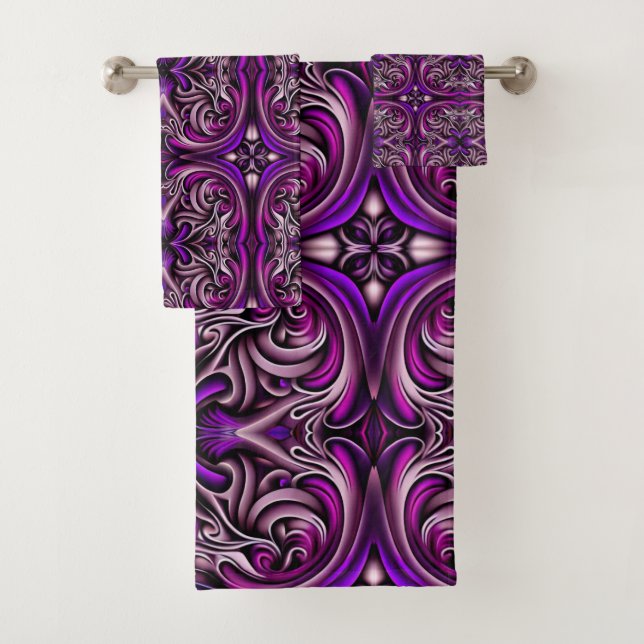 Purple and Blue Bath Towel Set (Insitu)