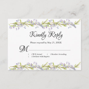 Purple and Blue Boho Floral RSVP Response Card