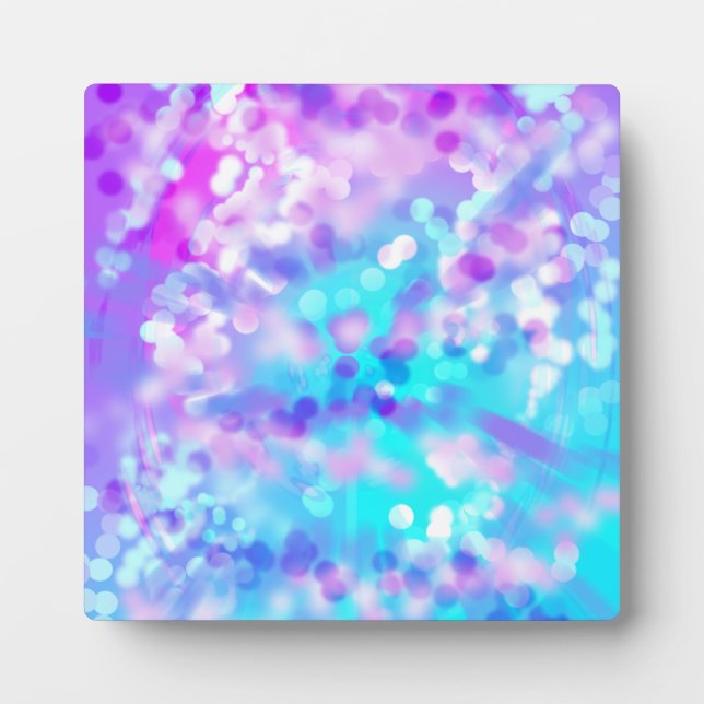 Purple And Blue Bokeh 7518 Plaque (Front)