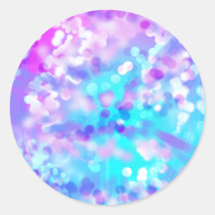 Purple And Blue Bokeh 7518 Plaque Classic Round Sticker
