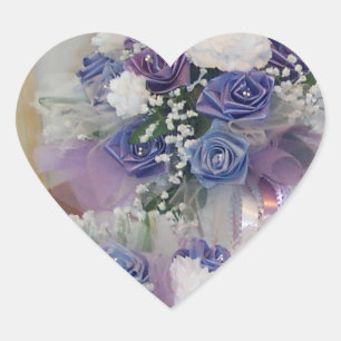 Purple And blue Bridal Flowers Heart Sticker