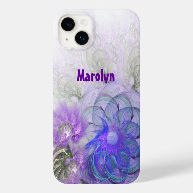 Purple and Blue Floral Abstract Artwork Case-Mate iPhone Case (Back)