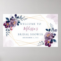 Purple and Blue Floral Gold Frame