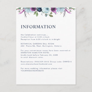 Purple and Blue Floral Guest Information /Or Other Enclosure Card