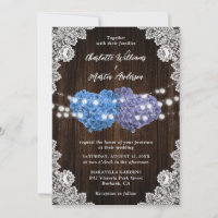 Purple and Blue Floral Hearts Wood Lace Wedding