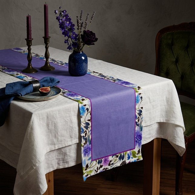 purple and blue floral medium short table runner (Creator Uploaded)