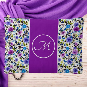 Purple and blue floral monogram accessory pouch