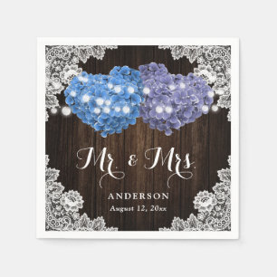Purple and Blue Floral Mr. and Mrs. Wedding Napkin