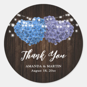 Purple and Blue Floral Wedding Thank You Classic Round Sticker