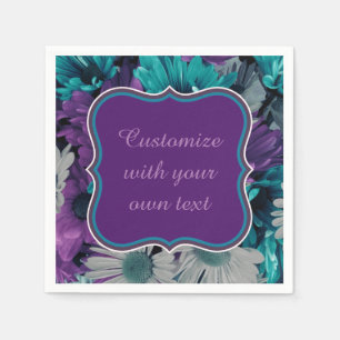 Purple and Blue Flower Smash Custom Text Napkin