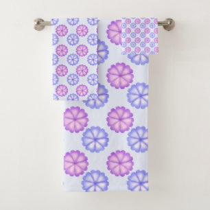Purple And Blue Flowers Bath Towel Set