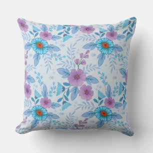 Purple and Blue Flowers  Cushion