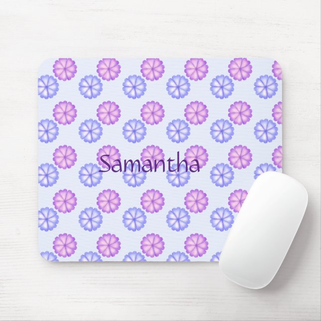 Purple And Blue Flowers Mouse Pad (With Mouse)