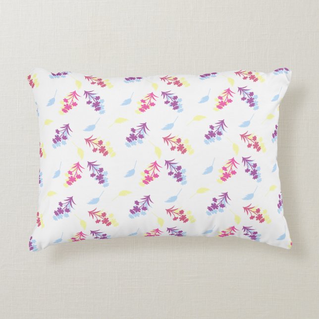 Purple and Blue Flowers Seamless Pattern – Elegant Decorative Cushion (Front)