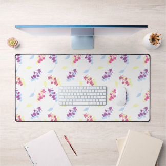 Purple and Blue Flowers Seamless Pattern – Elegant Desk Mat