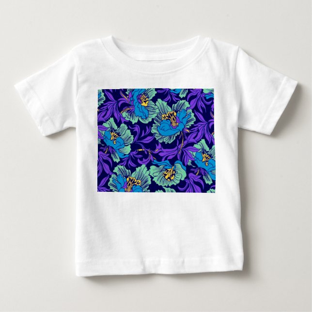 Purple and Blue Flowers William Morris Baby T-Shirt (Front)