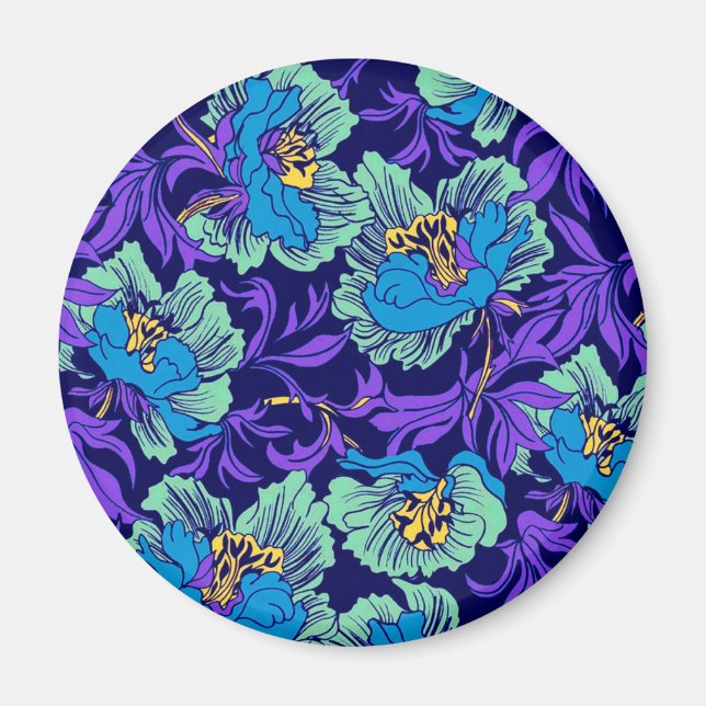 Purple and Blue Flowers William Morris Magnet (Front)